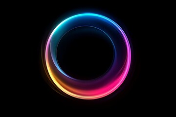 Soft gradient lens flare in neon colors over a black background, creating a subtle and stylish abstract effect.