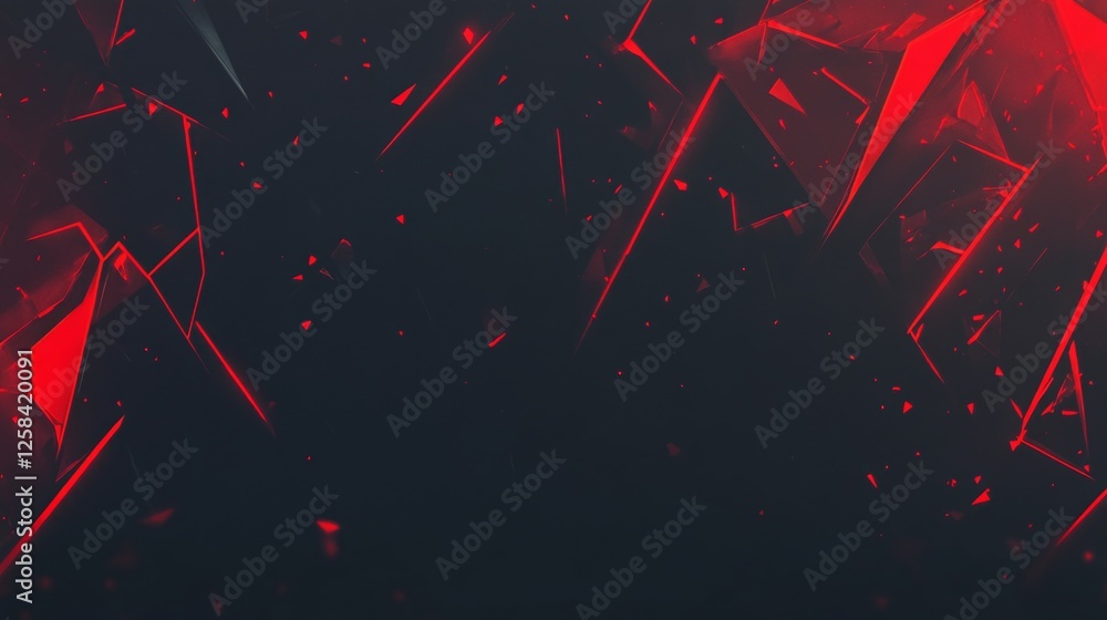 Poster abstract red fractured lines on dark background design element for creative projects and art