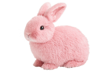 Cute pink rabbit in a playful pose