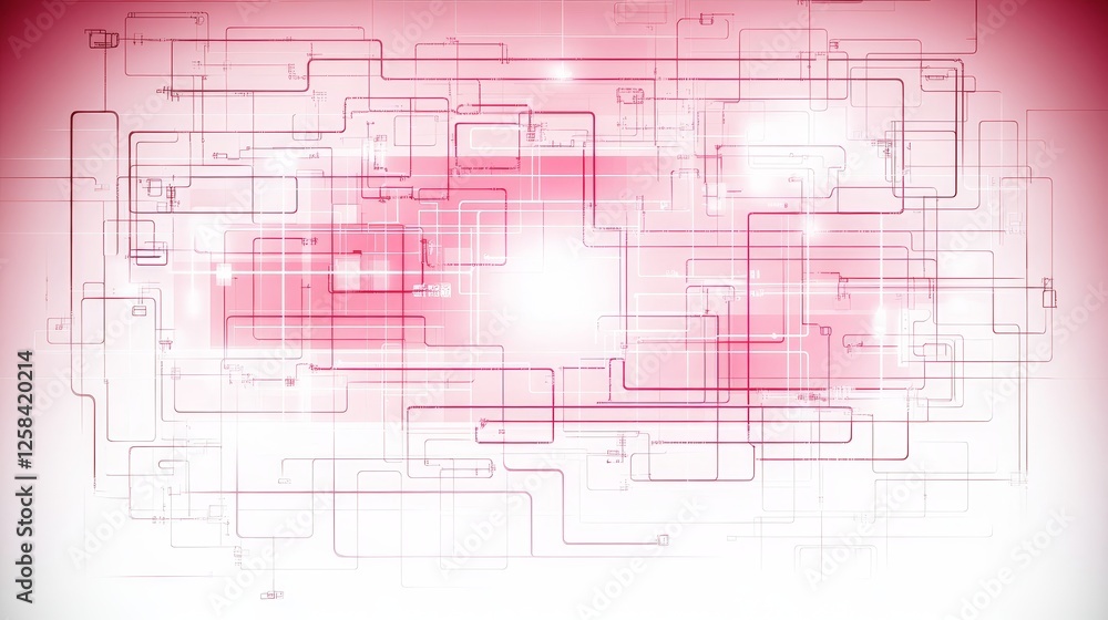 Poster abstract red lines interconnected pattern design on white background technology network structure