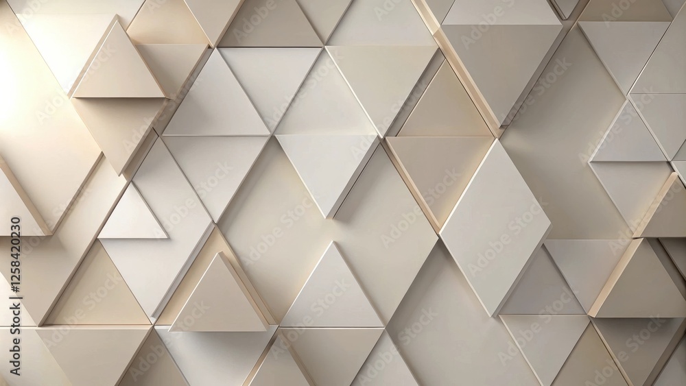 Poster abstract geometric beige and white triangle pattern wall