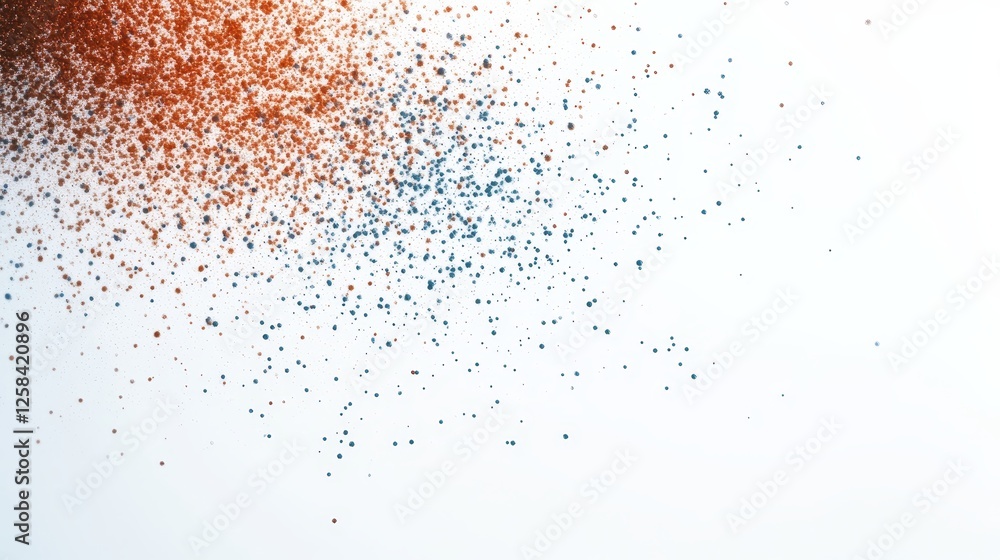 Aufkleber abstract scatter of blue and orange particles on a light background with gradual transition