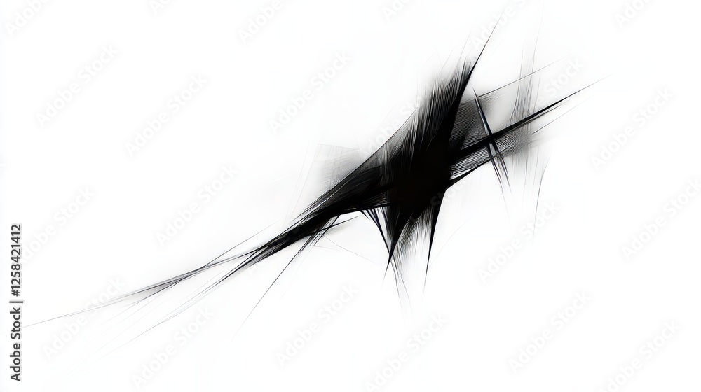Poster abstract sharp black lines against a white backdrop design element digital graphic art