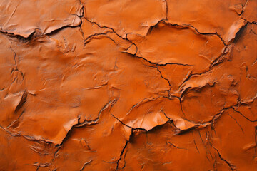 Naklejka premium Textured burnt orange cracked desert clay, arid, sunbaked surface with deep fissures.