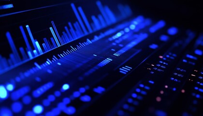 an audio visual graph on the screen, with blue lines 