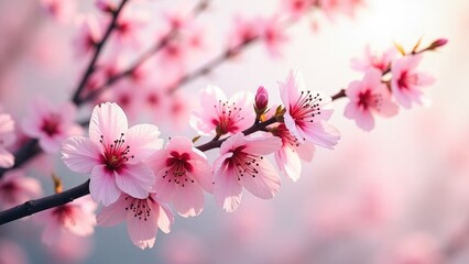 Obraz premium Japanese Sakura Pink Cherry Blossom in Spring