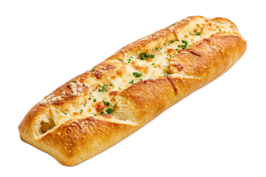 Baked garlic bread with herbs and cheese topping