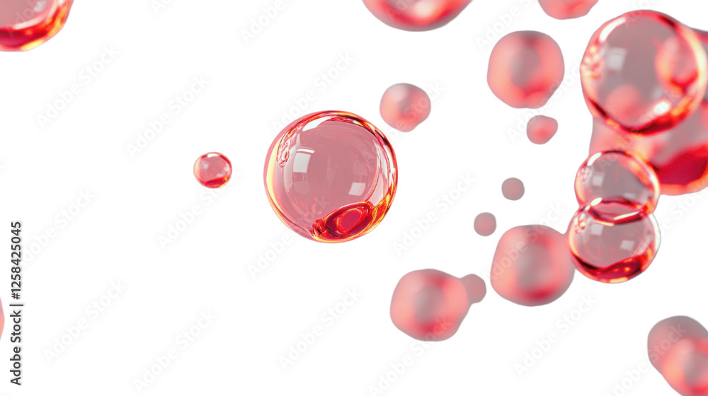Poster transparent red bubbles floating on a transparent background