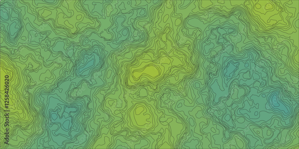 Poster seamless pattern with cute daisy flowers and pansies topographic contour lines. seamless pattern wit