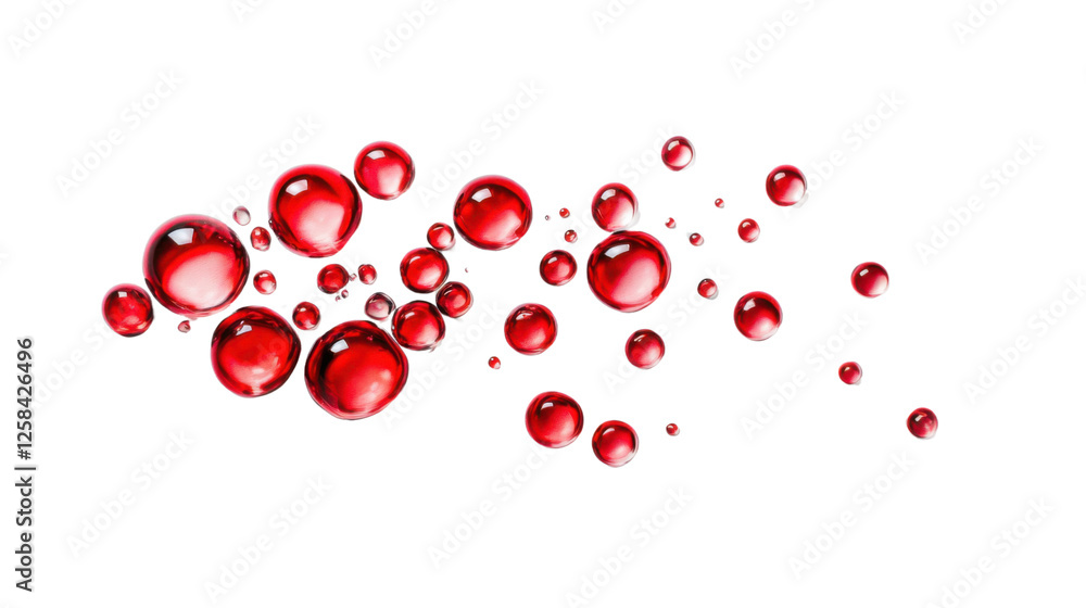 Poster red spheres floating on transparent background: abstract 3d render