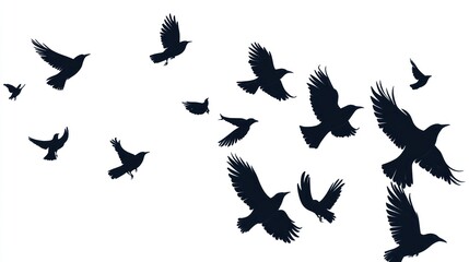 Obraz premium Silhouettes of Birds in Flight, Symbolic Representation of Freedom