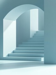Obraz premium Minimalist staircase in a serene environment.