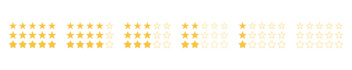 Set rating stars icon badges. Feedback . Level of satisfaction rating. 5 star rating icon. Vector illustration.