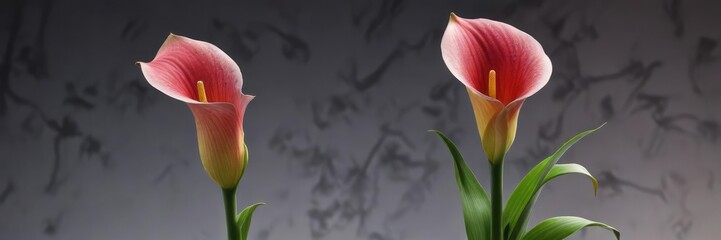 Obraz premium Colorful Calla Lily with Ladybug Perched on Stem, blossoms, garden