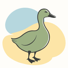 Obraz premium A duck silhouette standing gracefully on one leg, its body slightly turned to the side 