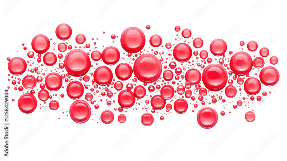 Poster red bubbles floating on transparent background: a stunning abstract design