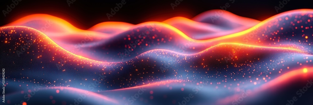 Poster light gradient creating a vibrant artificial landscape of undulating waves