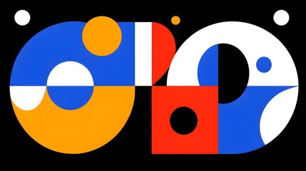 Minimalist Abstract Geometric Shapes on Black Background