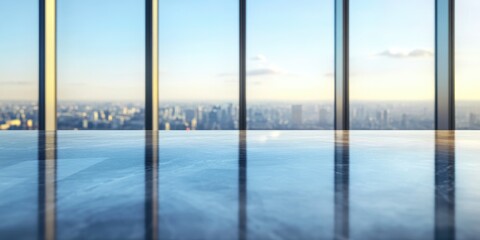 A city view seen through a window with blurred details