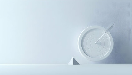 Fototapeta premium A white target with an arrow in the center, against a clean background