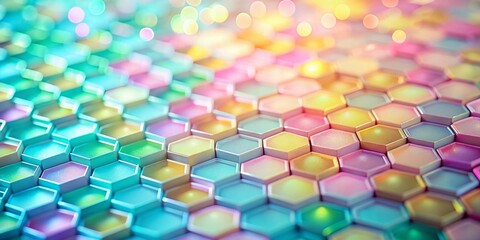 Soft Pastel Geometric Honeycomb Easter Background with Bokeh