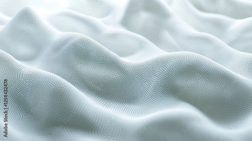 Poster elegant white fabric with subtle texture and soft wave patterns