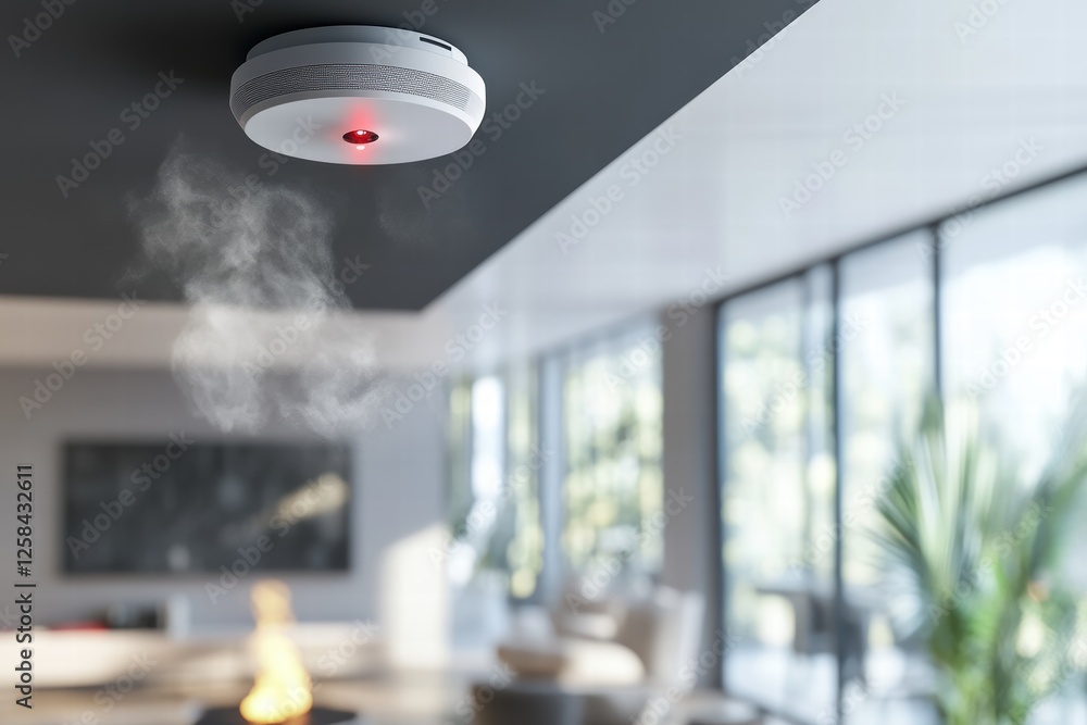 Poster Smoke detection system with integrated sensors actively monitoring indoor environment