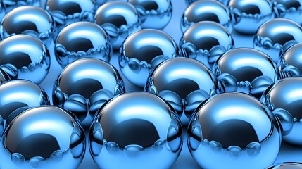 Obraz premium Metallic Blue Spheres with Shiny Reflection on Smooth Surface