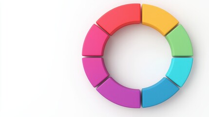 Obraz premium A colorful circular diagram made of segmented blocks, representing a concept or process in a minimalistic design.