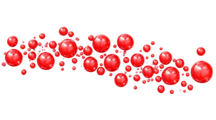 Red spheres floating on transparent background: 3d render illustration