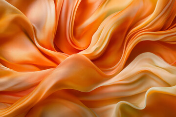 Fototapeta premium Smooth burnt orange silk folds, with soft lighting adding depth and movement to the fabric texture.