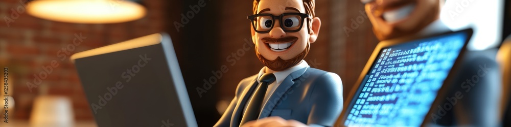 Poster a person sitting at a desk with a laptop open in front of them, focused on their work