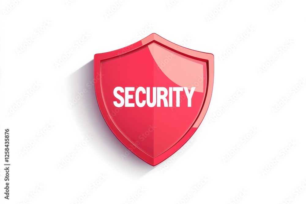 Poster vector logo of a red shield symbolizing protection with bold text for security