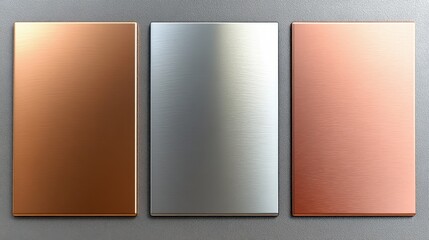"A metallic gradient with hues of silver, gold, and copper,