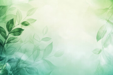 Tranquil green abstract background with blurred botanical patterns, soft natural lighting, and harmonious tones.