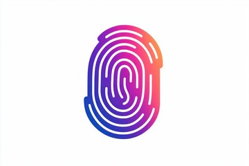 3D fingerprint sensor icon, sleek biometric design with sharp edges on white background.
