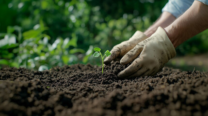 Hands holding a tiny seedling, symbolizing sustainability and growth