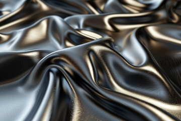 Fototapeta premium Luxurious black and gold satin fabric with elegant smooth folds