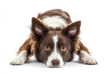 Border collie in an alert pose, isolated on white for an active and focused look