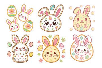 A Bundle of Cute Easter cookies vector cartoon illustration Easter day