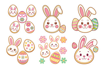 A Bundle of Cute Easter cookies vector cartoon illustration Easter day