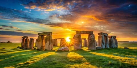 Stonehenge Summer Solstice Sunrise: Ancient Stones Bathed in Golden Light