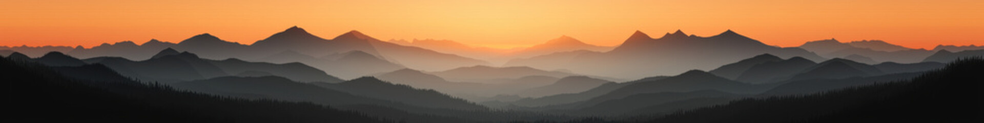 Fototapeta premium Sunset over layered mountain silhouettes in serene landscape
