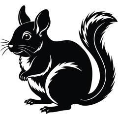 Fototapeta premium silhouette of a Chinchilla in side view, 