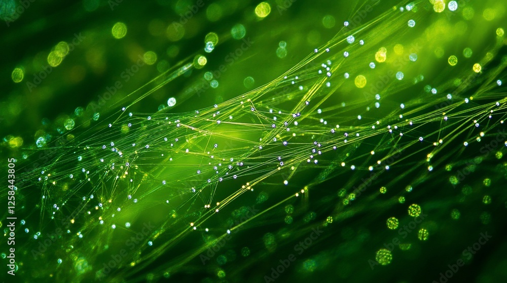 Poster abstract green network connection lines and dots.