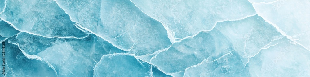 Poster close-up shot of a blue ice-covered surface with intricate patterns and textures