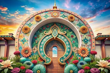 Fototapeta premium St. Patrick's Day Horseshoe Floral Pattern: Organic Illustration Architectural Photography