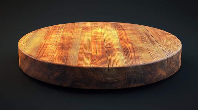 Wooden table and podium stage on black background for culinary product display and presentation - Powered by Adobe