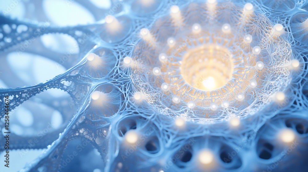 Aufkleber abstract glowing fractal spiral structure with intricate details and light.