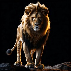 Naklejka premium Majestic Lion Portrait with Lush Mane